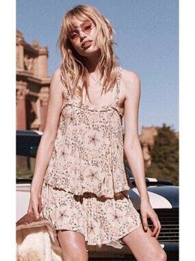 SPELL and the Gypsy Collective Celestial star print ruffle cami in Cream